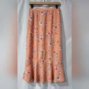 Colorful Floral Womens‎ Flutter Hem Midi Skirt Size 8 Retro Cottagecore Garden